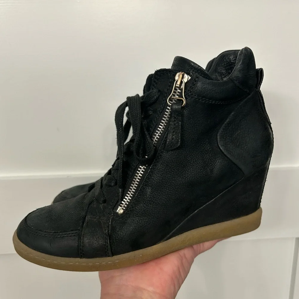 Miz Mooz Adela Black Leather wedged sneaker Size 40